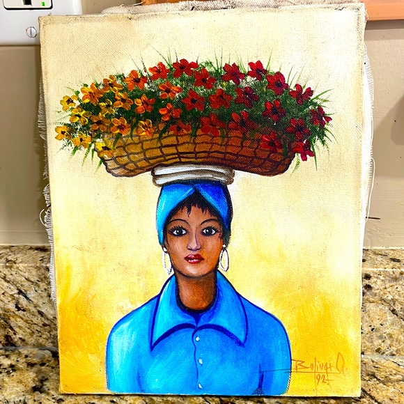Vintage acrylic watercolor canvas art